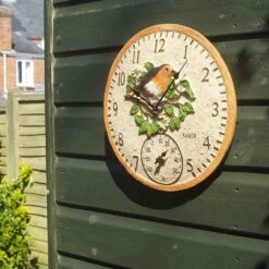 Outside In 12" Robin Wall Clock & Thermometer 8 Outside In 12" Robin Wall Clock & Thermometer -Hozelock Sales Store 5050642006347 3