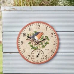 Outside In 12" Robin Wall Clock & Thermometer 9 Outside In 12" Robin Wall Clock & Thermometer -Hozelock Sales Store 5050642006347 4