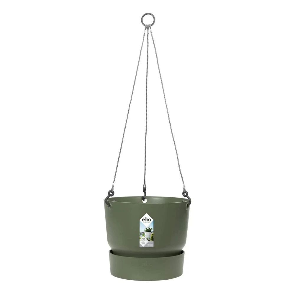 Elho 24cm Leaf Green Greenville Hanging Basket Planter 3 Elho 24cm Leaf Green Greenville Hanging Basket Planter