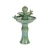 Lumineo 67cm Green Ceramic Two-Tier Bird Basin Water Fountain -Hozelock Sales Store 8720093393330